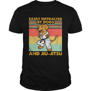 Easily Distracted By Dogs And Jiujitsu  Retro Shirt